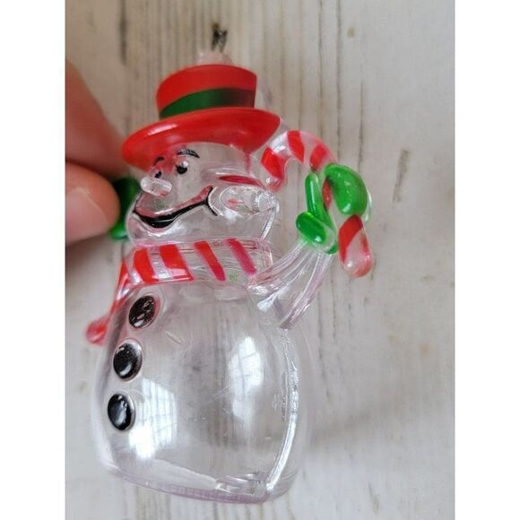 Plastic snowman Candy cane ornament Xmas decor - Picture 3 of 5